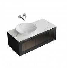 Kerama Marazzi ICONICO Тумба подвесная 100 с рифленым стеклом, 1 ящик, со столешницей, цвет: черный. IC.100.1\BLK,  CO3.SG50008220R\100