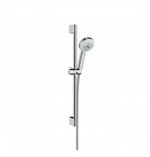 Hansgrohe Crometta Multi Душевой набор: штанга 65см., ручной душ 100, 3jet (Rain, Turbo Rain, массажная), шланг, цвет: белый/хром. 26650400