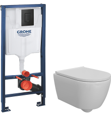 Комплект Унитаз подвесной DIWO Коломна 0700 с микролифтом + Инсталляция Grohe Solido 38811KF0 3 в 1 с кнопкой смыва