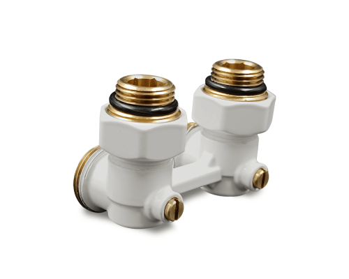 Угловой Н-образный клапан Primoclima Armature для нижнего подключения 3/4 х1/2 белый PCC3412ASW