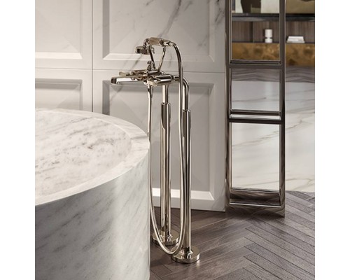 Gessi Venti20 Смеситель для ванны напольный, двухвентильный, с ручным душем и шлангом 1500 мм., внешняя часть, цвет: Brass PVD. 65128#710