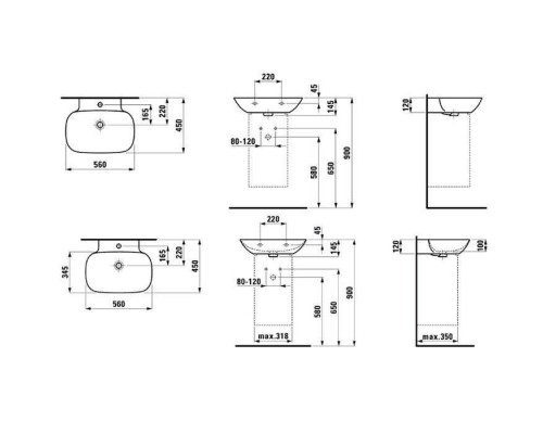 Laufen INO Раковина 56х45х12 см, без отв., цвет: белый. 8.1030.2.000.109.1 Laufen INO Раковина 56х45х12 см, без отв., цвет: белый. 8.1030.2.000.109.1