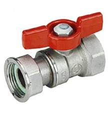 Краны шаровые Кран шаровой для счетчиков, 1/2”F x 1/2”гайка, ручка-бабочка, красная, ВР-отвод накидная гайка, хром GIA R251PX002