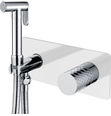 Гигиенический душ Boheme Stick 127-WCR со смесителем, С ВНУТРЕННЕЙ ЧАСТЬЮ, white, diamond chrome