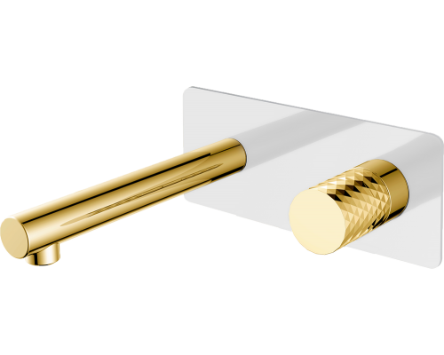 Смеситель для раковины Boheme Stick 125-WG С ВНУТРЕННЕЙ ЧАСТЬЮ, white, diamond gold