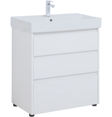 Тумба с раковиной Aquanet Nova Lite 75 напольная, белая, 3 ящика