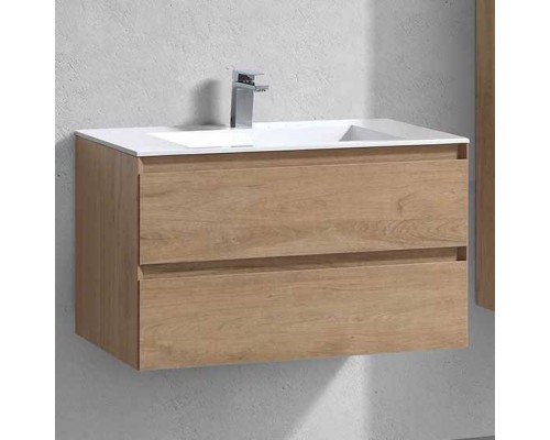 Тумба под раковину Vincea Luka 80 подвесная, 2 ящика, натуральный дуб