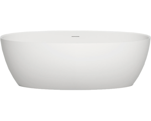 Ванна из искусственного камня Salini Alda Nuova S-Sense 170x80 см, отдельностоящая, овальная, со сливом-переливом, с донным клапаном, фурнитура белая