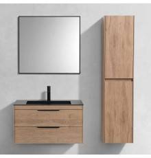 Мебель для ванной комнаты Vincea Chiara 2D 80, 2 ящика, натуральный дуб, с черной раковиной
