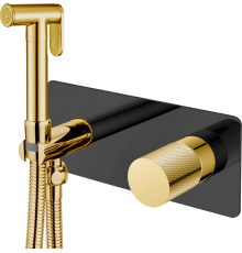 Гигиенический душ Boheme Stick 127-BG.2 со смесителем, С ВНУТРЕННЕЙ ЧАСТЬЮ, black, touch gold