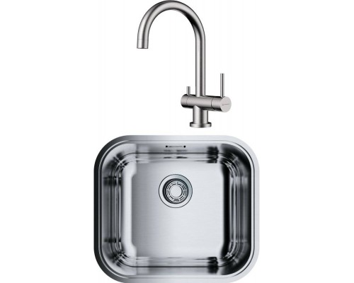 Комплект Мойка кухонная Omoikiri Omi 49-U-IN нержавеющая сталь + Смеситель Yamada BN нержавеющая сталь