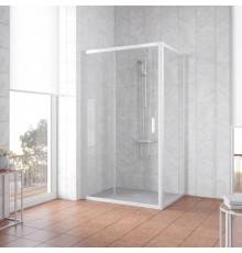 Душевой уголок Vegas Glass ZP+ZPV NOVO 100*80 01 01 профиль белый, стекло прозрачное