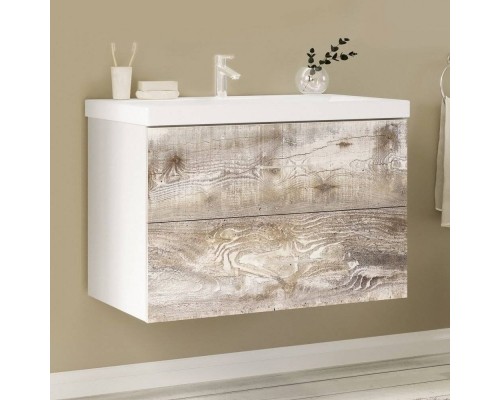 Тумба под раковину Marka One Mix 70П с 2 ящиками, бетон, push