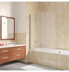 Шторка на ванну Vegas Glass E2V LUX 120 07 10 L профиль матовый хром, стекло сатин