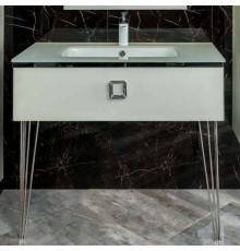 Тумба с раковиной Armadi Art Lucido 100 жемчужная белая, раковина 852-100-W, ножки хром