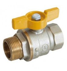 Краны шаровые Кран шаровой для газа, полнопроходной, 3/4”, ручка-бабочка, желтая, ВР-НР, никелированный GIA R734GAX004