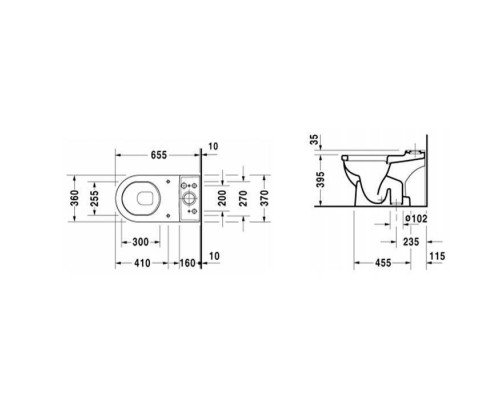 Duravit Starck 3 Унитаз моноблок 65.5х36см, с отдельным бачком с механизмом хром, включая крепление, слив универсальный, цвет: белый. 0920100005,  0126010000