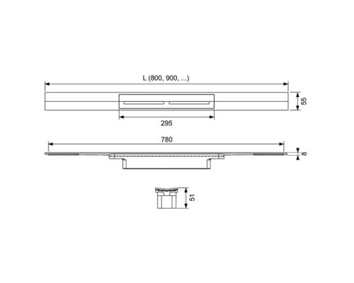 TECE Профиль для душа TECEdrainprofile, 900 мм, PVD Brushed Black Chrome. 670901