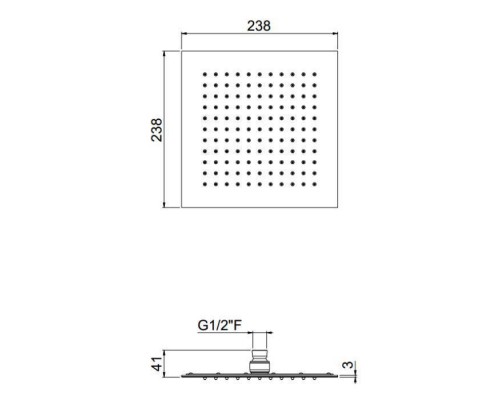 Carimali MySlim Верхний душ 24х24см., потолочный, ультратонкий, хромированный, нерж. сталь, цвет: хром. SLM0005CRX