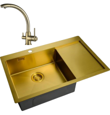 Комплект Мойка кухонная Zorg Light ZL R 780510-L BRONZE + Смеситель Steel Hummer SH 699 BRONZE бронза