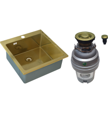Комплект Мойка Zorg Inox PVD SZR-51 BRONZE + Измельчитель ZR-75 D BRONZE