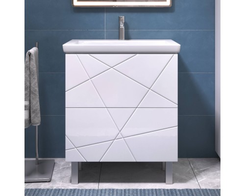 Тумба с раковиной Vigo Geometry 70 напольная, белая, раковина Como 60 Тумба с раковиной Vigo Geometry 70 напольная, белая, раковина Como 60