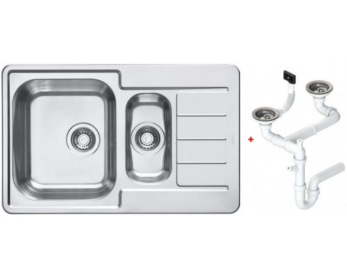 Alv 1089614 Line Maxim 70 Мойка I обор, 1½ чаши, 0,8 мм, SAT, 3½, 795х500х190 мм+сиф 1130555, шк 600 1089614