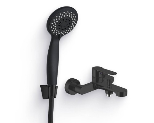 Душевой комплект Смеситель Aquanet Passion AF300-20B черный + Душевая лейка AF000-07B чёрная матовая Душевой комплект Смеситель Aquanet Passion AF300-20B черный + Душевая лейка AF000-07B чёрная матовая