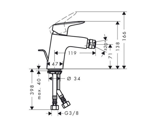 Hansgrohe Logis, Смеситель для биде, с донным клапаном, Цвет: хром. 71204000