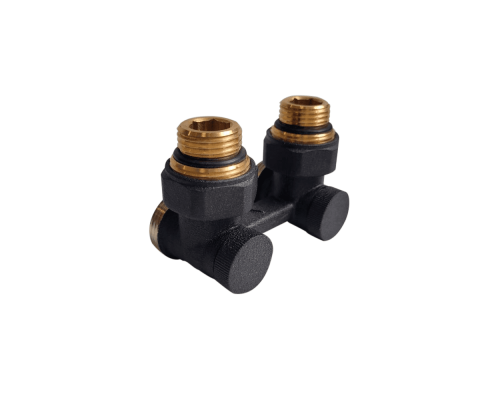 Узел нижнего подключения КЗТО PREMIUM 1/2ʹ х 3/4ʹ Eurokonus, угловой RAL 1T103S9005 УНПУRAL1T103S9005