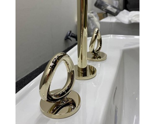 THG Collection O Смеситель для раковины, 3 отв., с донным клапаном, цвет: Soft gold. G4P-F30-151 THG Collection O Смеситель для раковины, 3 отв., с донным клапаном, цвет: Soft gold. G4P-F30-151