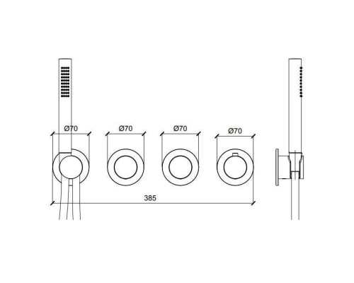 Almar Modular Смеситель для душа, настенный, термостатический, цвет: нержавеющая сталь брашированная AISI 316. E180433.316
