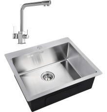 Комплект Мойка Zorg Inox R 5951 + Смеситель MEGA Life MG-TK06 хром