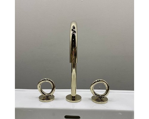 THG Collection O Смеситель для раковины, 3 отв., с донным клапаном, цвет: Soft gold. G4P-F30-151 THG Collection O Смеситель для раковины, 3 отв., с донным клапаном, цвет: Soft gold. G4P-F30-151
