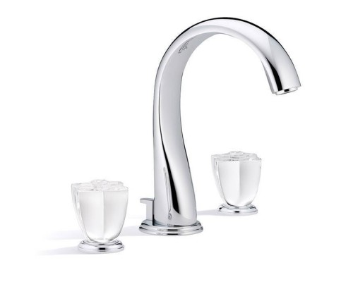 THG Pуtale de cristal clair Смеситель для раковины, 3 отв., цвет: хром/прозрачный хрусталь. U6A-A02-151