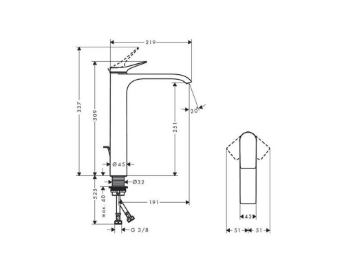 Hansgrohe Vivenis Смеситель для ванны раковины на 1 отверстие, однорычажный, высокий, цвет: черный матовый. 75040670 Hansgrohe Vivenis Смеситель для ванны раковины на 1 отверстие, однорычажный, высокий, цвет: черный матовый. 75040670