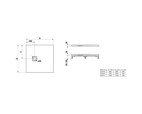 Laufen Solutions Душевой поддон 100x100см., ультратонкий, квадратный, Marbondreg;, цвет: белый матовый. 2.1644.1.000.000.1
