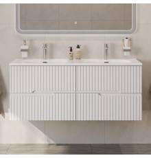 Тумба с раковиной Cezares Duet 120 bianco lucido, раковина Cezares CZR-8095-120-2 двойная