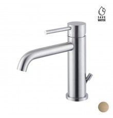 Newform X-STEEL 316 Смеситель для раковины на 1 отв.,  с донный клапаном, излив 14.5см., цвет: PVD Brushed pale gold. 69610X.59.098