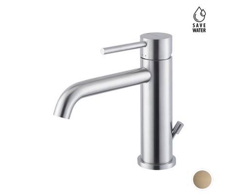 Newform X-STEEL 316 Смеситель для раковины на 1 отв., с донный клапаном, излив 14.5см., цвет: PVD Brushed pale gold. 69610X.59.098 Newform X-STEEL 316 Смеситель для раковины на 1 отв., с донный клапаном, излив 14.5см., цвет: PVD Brushed pale gold. 69610X.59.098