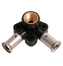 Водорозетка угловая ВР c черной заглушкой BP04 1/2 ПВДФ пресс, 16x1/2 x16 (40 мм), HENCO 3PK-160416BP