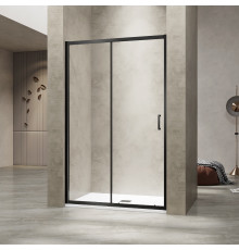 Душевая раздвижная дверь-купе в нишу PA-114B профиль черный 1600