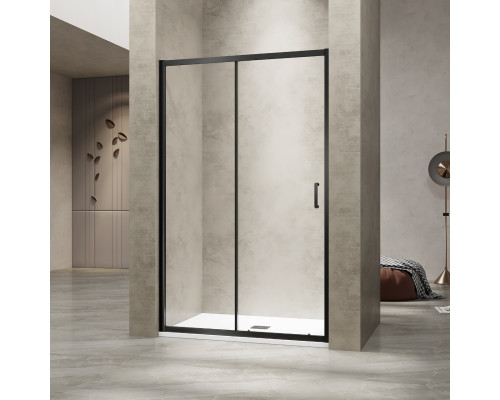 Душевая раздвижная дверь-купе в нишу PA-114B профиль черный 1600