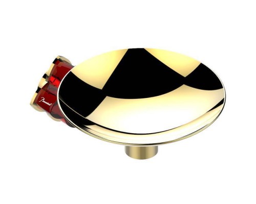 THG Petale de Cristal rouge Мыльница металлическая oslash; 15см., подвесная, цвет: золото/красный хрусталь. U6C-F01-546GM