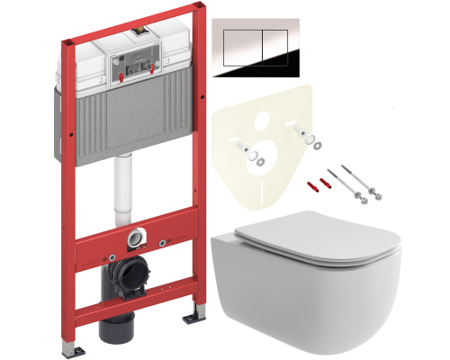 Комплект Унитаз подвесной Ceramicanova Noel CN3013 + Инсталляция TECE Now 9400412 4 в 1 с кнопкой смыва Комплект Унитаз подвесной Ceramicanova Noel CN3013 + Инсталляция TECE Now 9400412 4 в 1 с кнопкой смыва