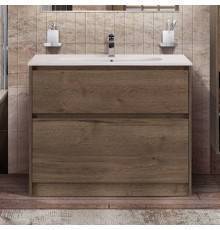 Тумба с раковиной BelBagno Kraft 100 напольная, rovere tabacco, раковина LOV-1000-LVB
