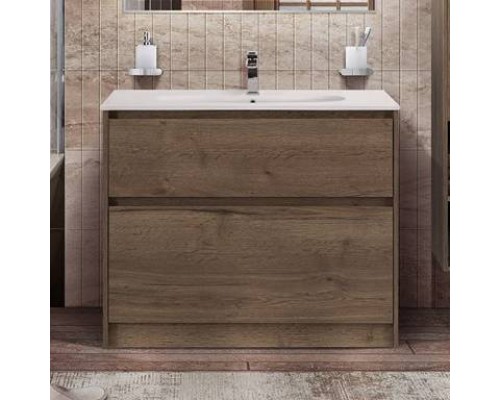 Тумба с раковиной BelBagno Kraft 100 напольная, rovere tabacco, раковина LOV-1000-LVB