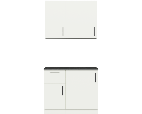 Кухонный гарнитур Domaci Болонья 160 см, фасад белый, ручка черная, столешница луна KUH-708133