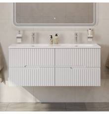 Тумба с раковиной Cezares Duet 120 bianco lucido, раковина Cezares CZR-8073-120-2 двойная