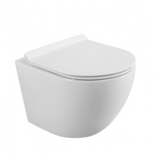 Унитаз подвесной BelBagno Sfera-r BB046CHR BB076SC с микролифтом, безободковый, глянцевый белый